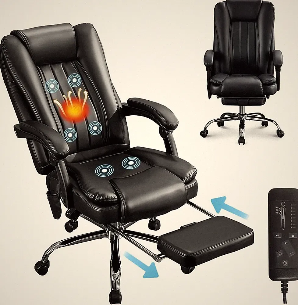 500Lbs Big and Tall Office Chair, 6-Points Massage Office Chair, Executive Heate