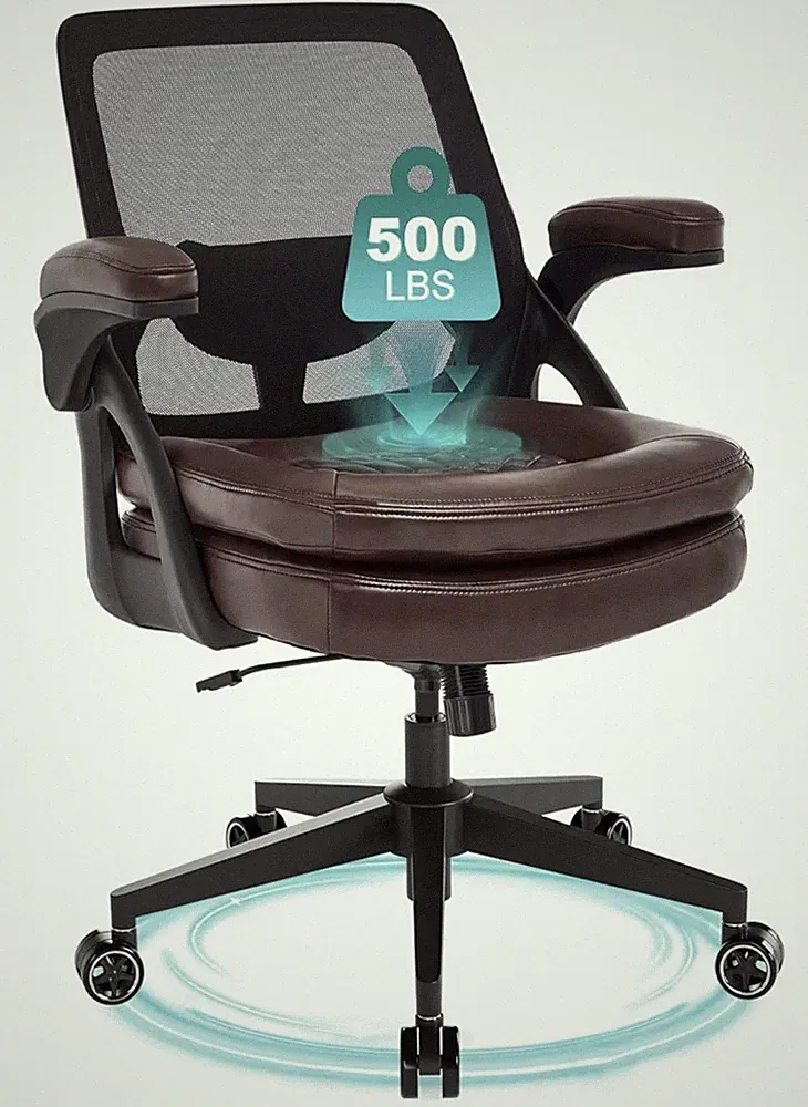 500lbs Heavy Duty Big and Tall Office Desk Chair Ergonomic Plus Size Wheels Wide