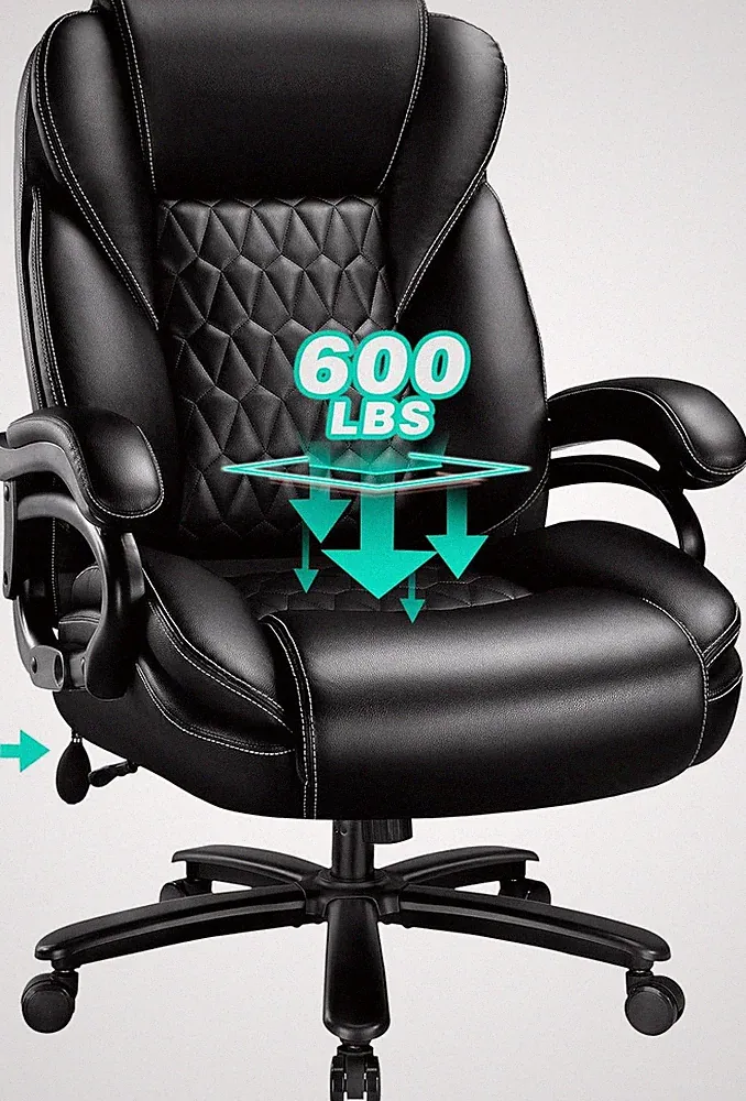 600lb Big & Tall Office Chair – Heavy Duty Ergonomic Executive Chair w/ Lumbar S
