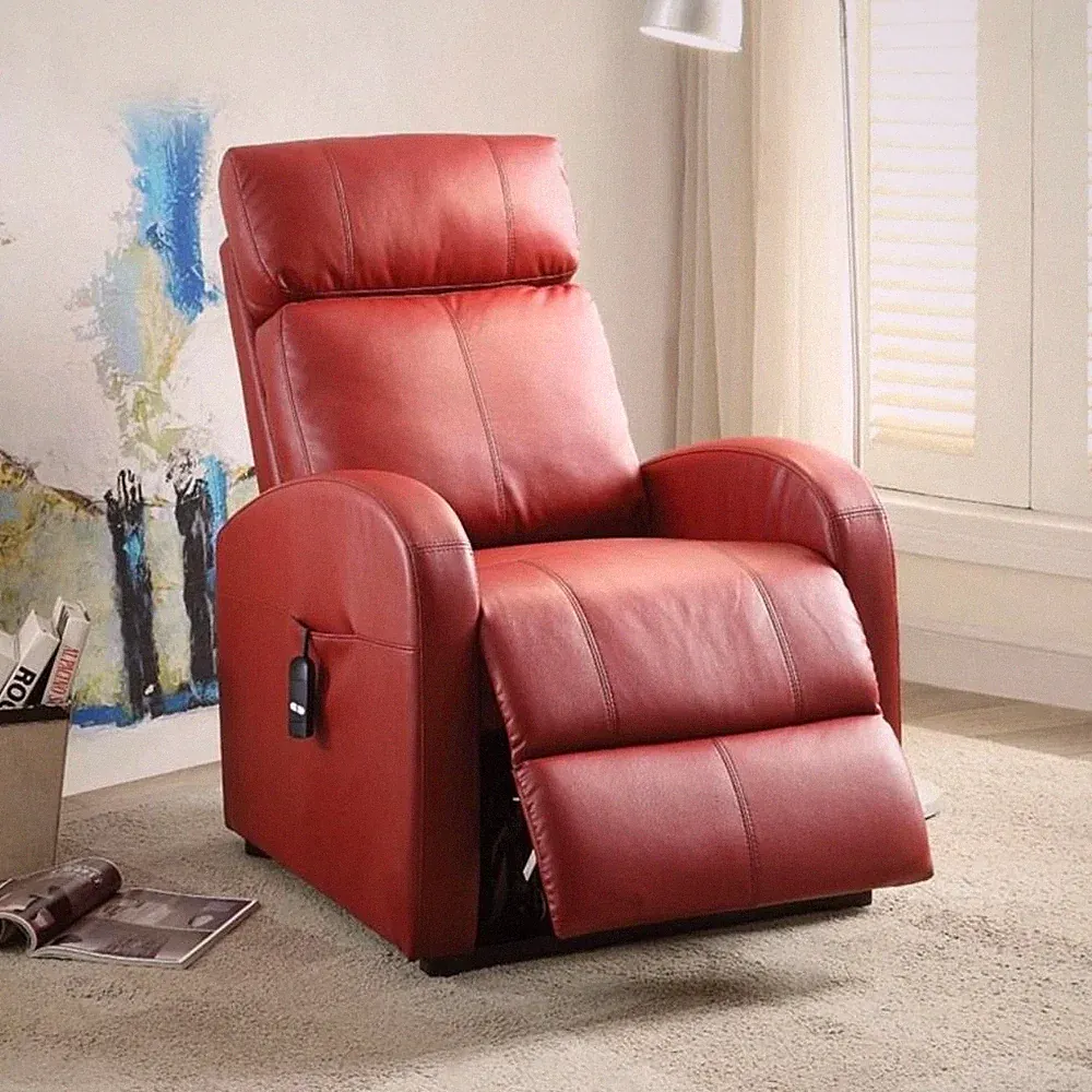 ACME Ricardo Tufted Faux Leather Upholstered Recliner with Power Lift in Red