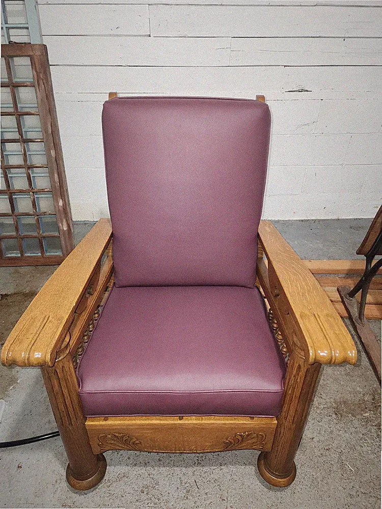 Antique 1890's Solid Oak Reclining Chair. Beautifully Restored, And Fully...