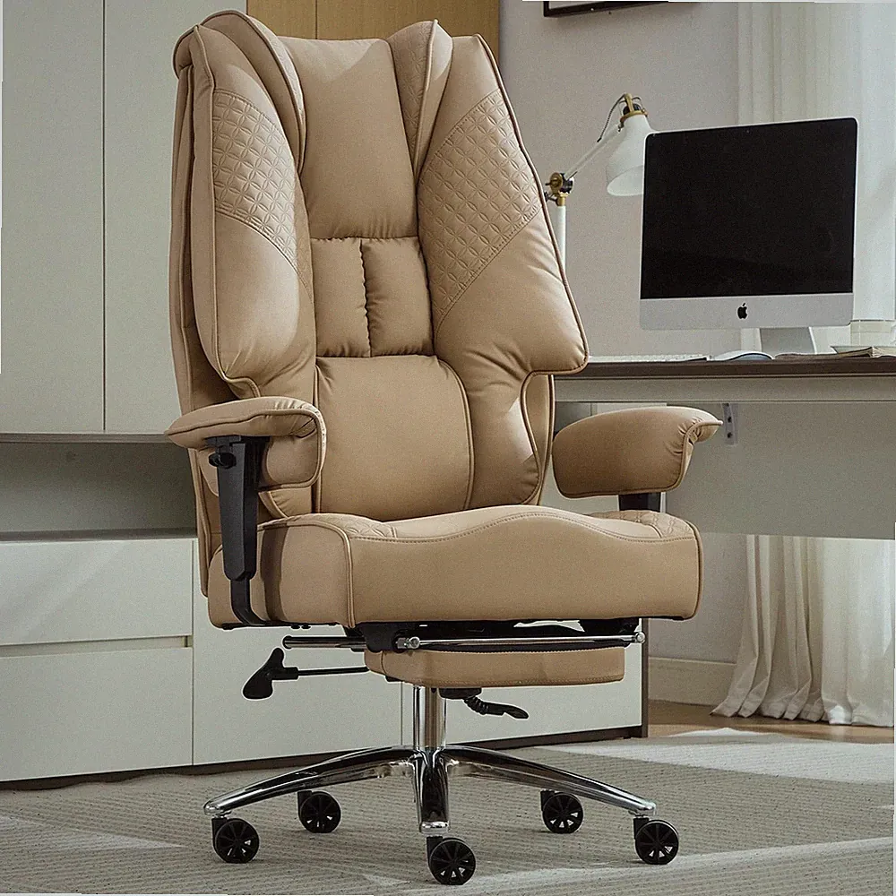 Big and Tall Office Chair 400lbs Wide Seat, Leather High Back Executive Offic...