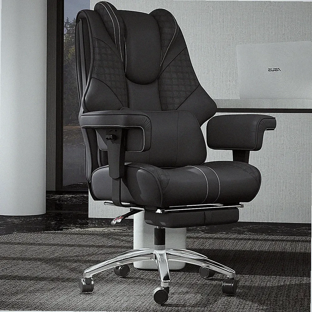Big & Tall 600Lbs Ergonomic Leather Office Chair with Footrest & Recline