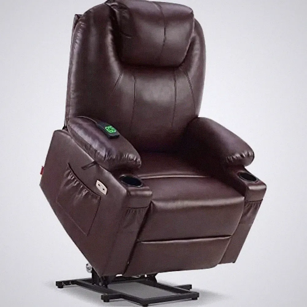 Big & Tall Dual Motor Power Lift Recliner – Large Lay Flat Massage Chair with He