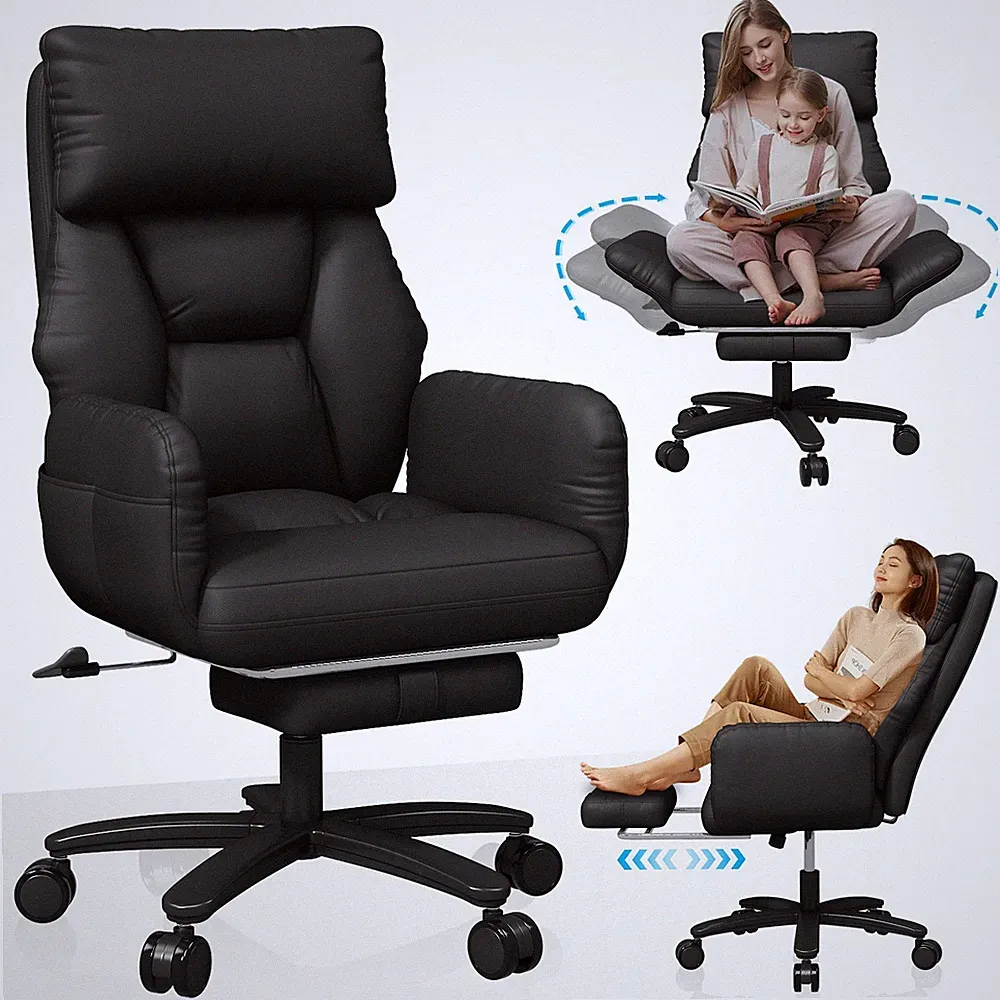 Cross Legged Desk Chair 500lbs Reclin Big and Tall Office Chair with Footrest