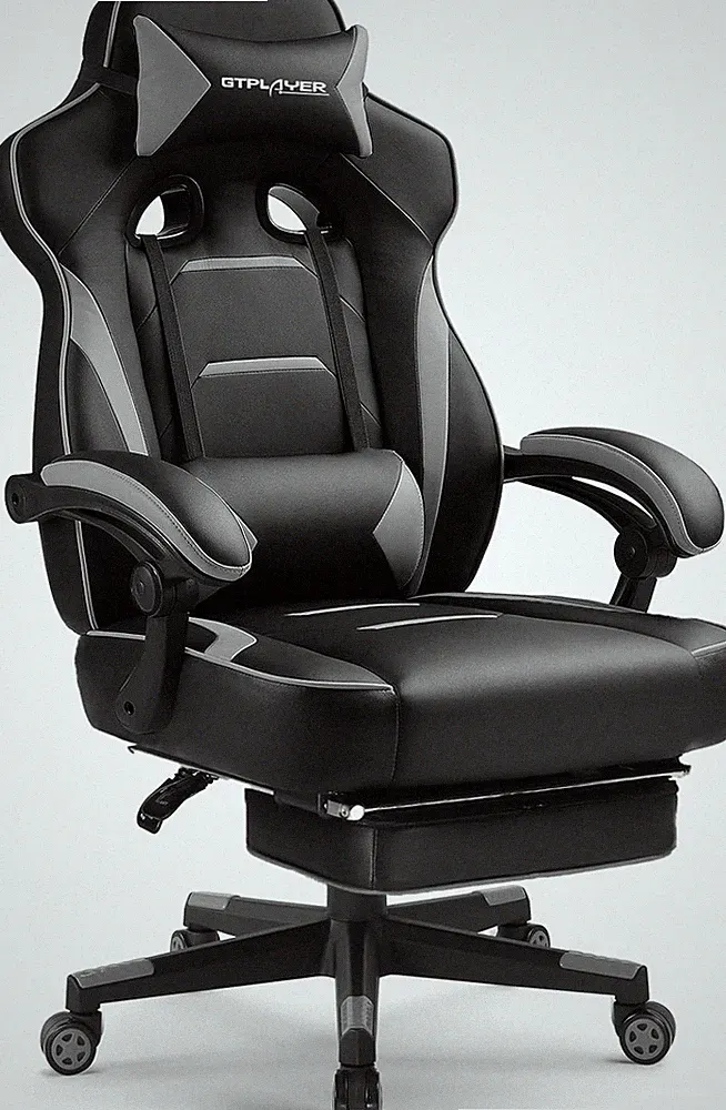 Ergonomic Gaming Chair for Big & Tall, 350LBS, Recliner & Lumbar Support, Gray