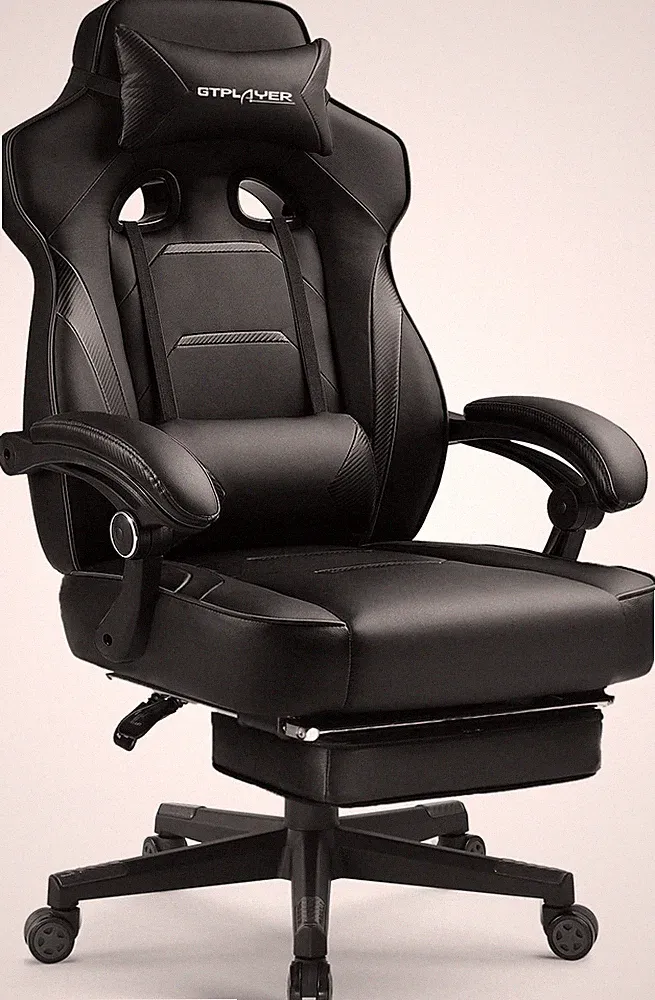 Gaming Chair with Footrest, Big and Tall Game Chair 350lb Racing Style Comput...