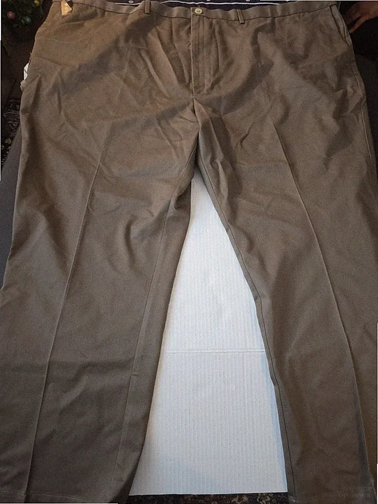 Haggar Khaki Mens Big And Tall No Iron Comfort 60x32 Dress Pants Classic Fit W2W