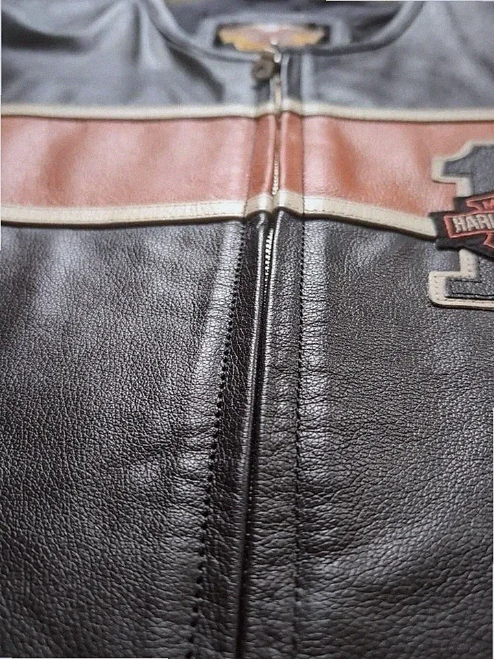 Harley-Davidson Men’s Victory Lane #1 Stripe Leather Motorcycle Biker Vest