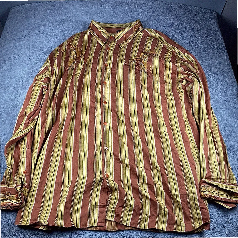 Knockout Big And Tall Short Sleeve Button Down Shirt Mens 7XL Orange Yellow