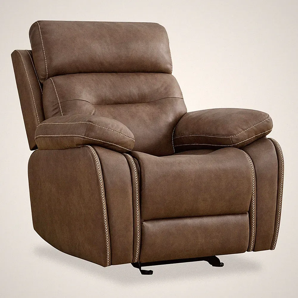 Leather Recliner Chair Manual Sofa Rocker for Adults with Overstuffed Arm for...