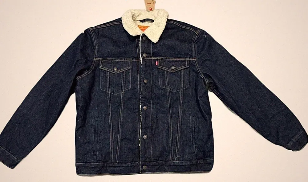 Levi's Sherpa Big and Tall Trucker Jacket Dark Blue Rinse 0005
