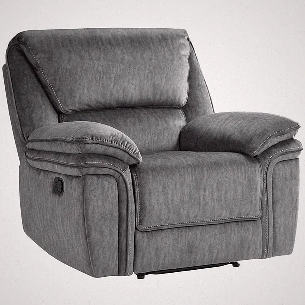 Lexicon 40" Traditional Style Microfiber Reclining Chair in Gray Finish