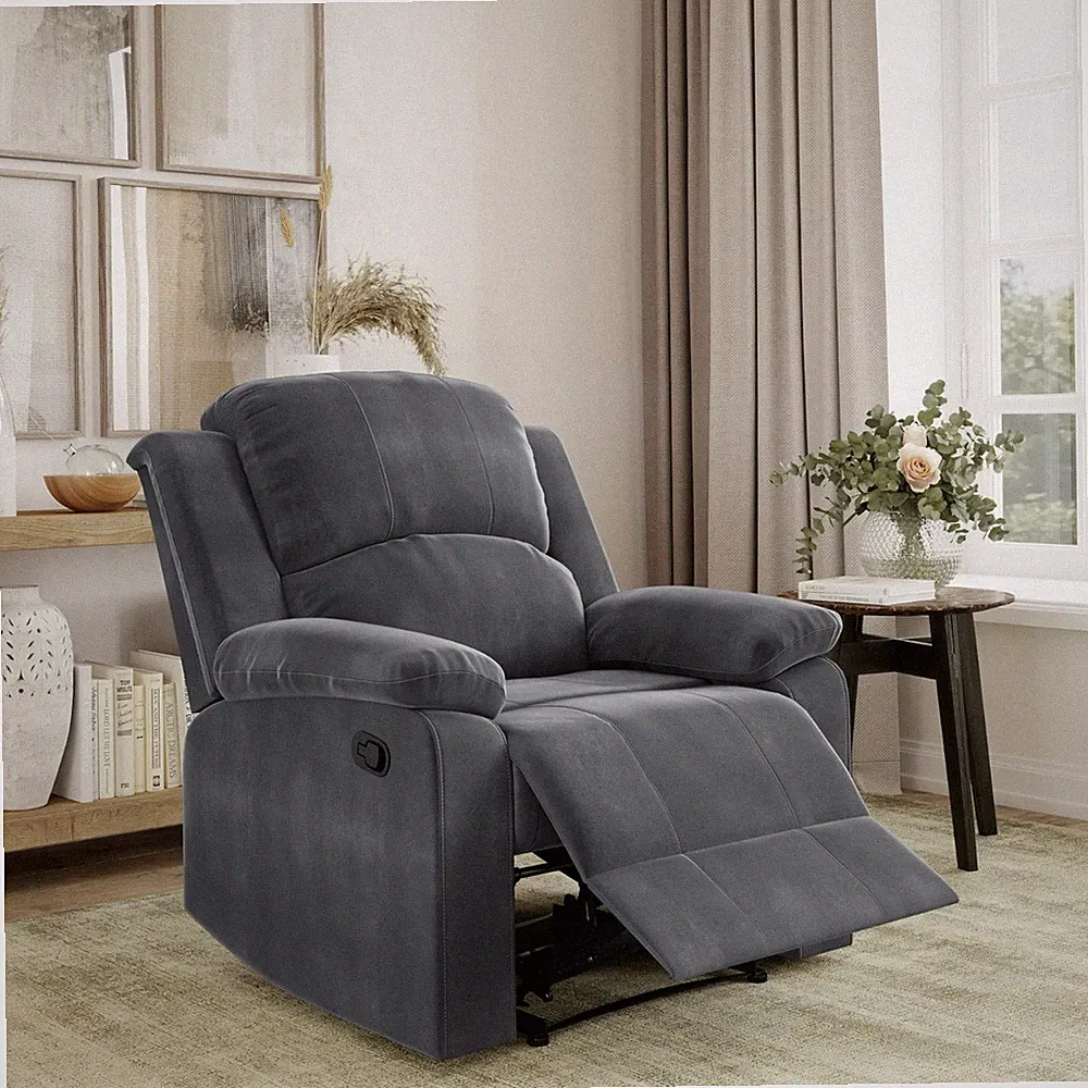 Manual Standard Recliner Arm Chair Microfiber Lounger Seat Big & Tall Slate Gray