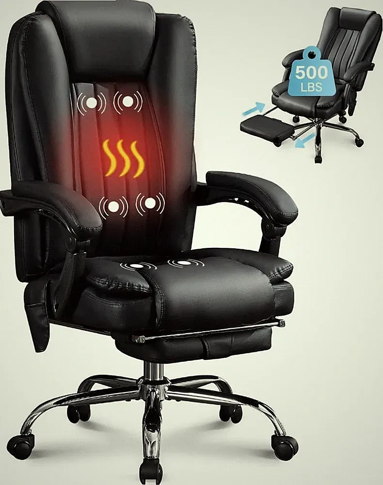 Massage Office Chair with Foot Rest for Heavy People 500lbs Big and Tall Office