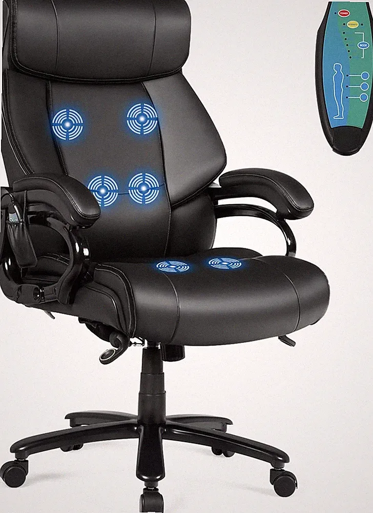 New Listing Big and Tall Office Chair 500Lbs, Heavy Duty Executive Office Chair with 6 Massa