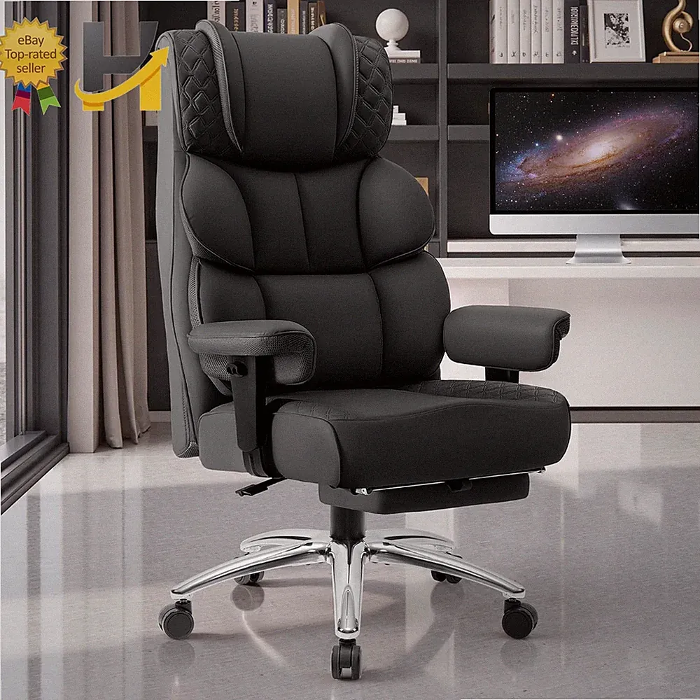 Office Desk Chair Big and Tall Leather Gaming Chair with Footrest