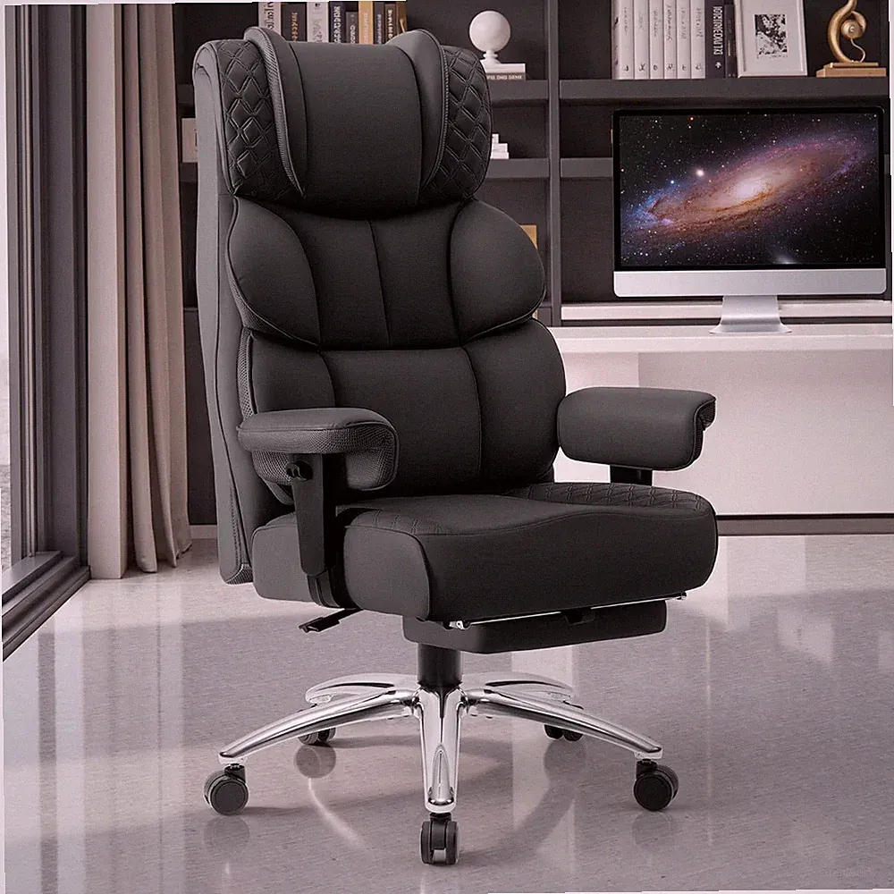 Office Desk Chair, Big and Tall Leather Gaming Chair with Footrest, Wide Ergonom