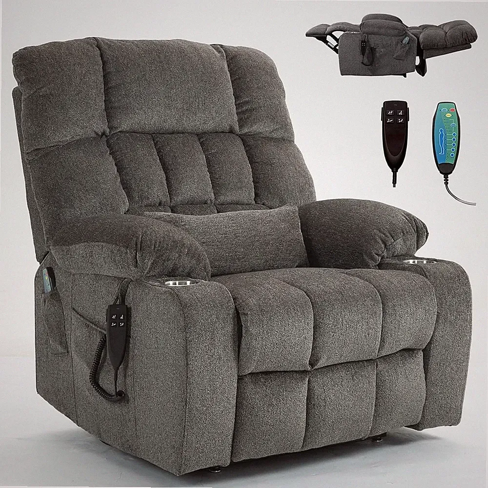 Oversized Power Recliner Chair for Big & Tall with Heat, Massage & Lift