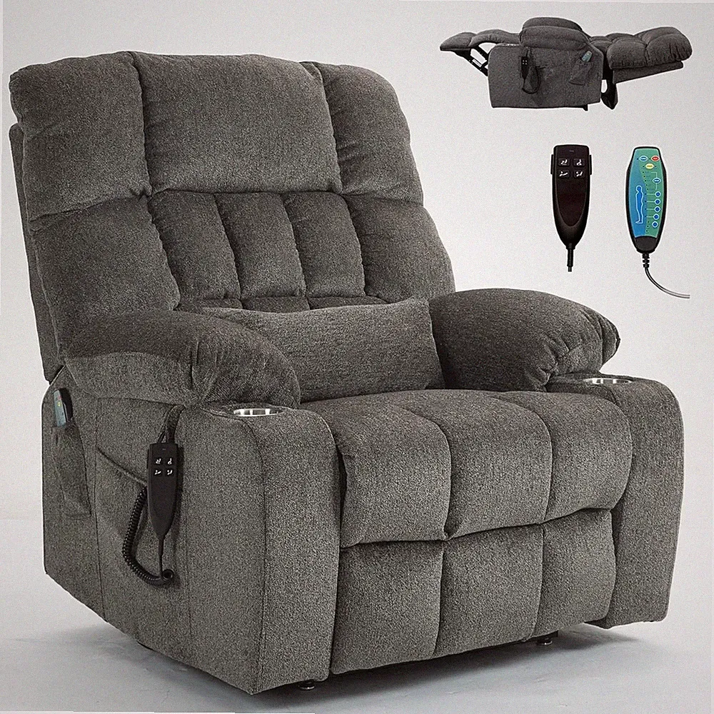 Oversized Power Recliner Chair for Big & Tall with Heat, Massage & Lift