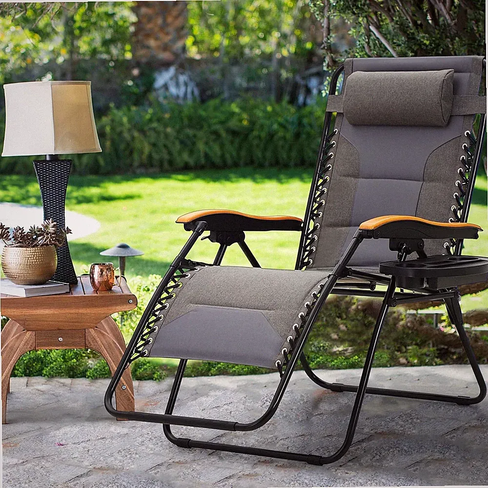 Oversized XXL Padded Zero Gravity Chair, 30" Wide Seat Foldable Patio Recliner