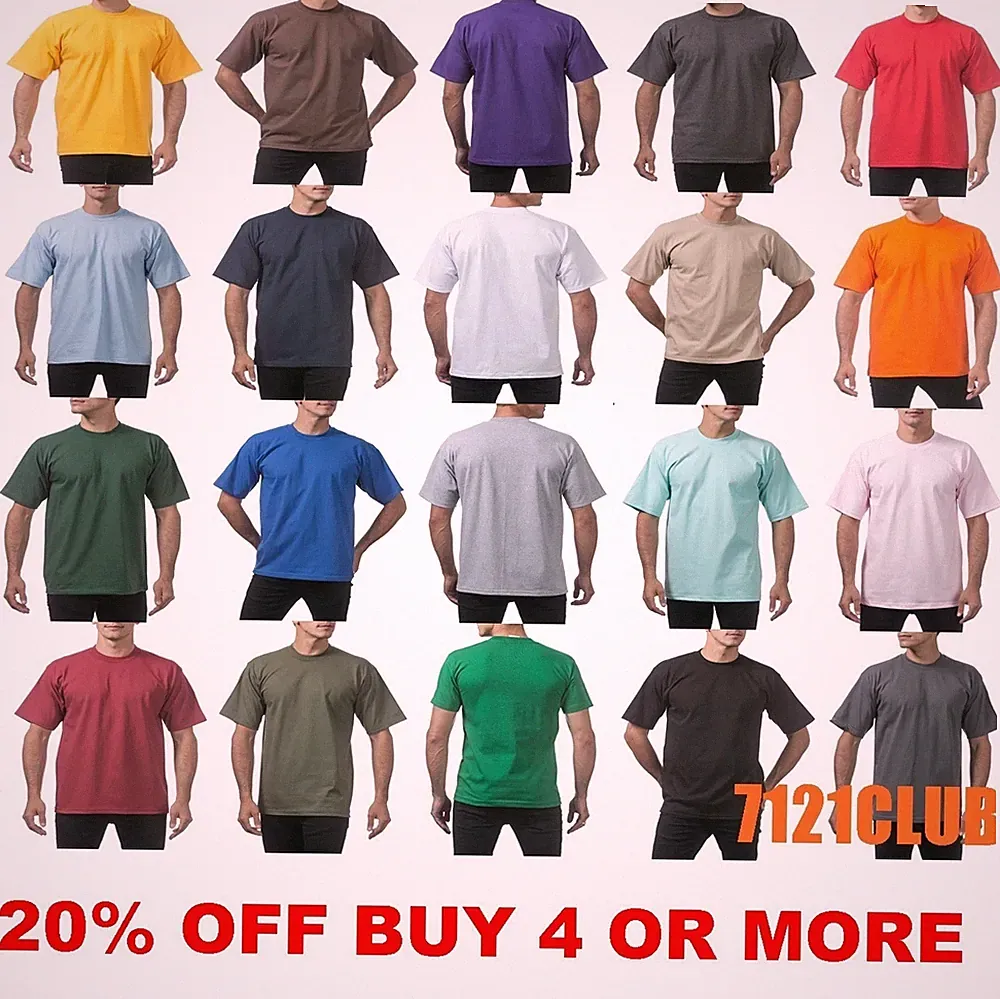 PRO CLUB HEAVYWEIGHT T SHIRTS PROCLUB MENS PLAIN SHORT SLEEVE BIG AND TALL M-7XL