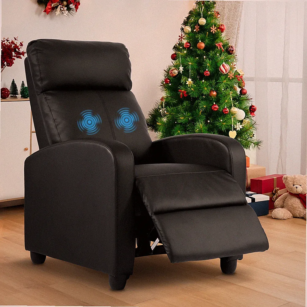 Recliner Chair For Small Spaces Breathable Padded PU Leather Massage Single Sofa