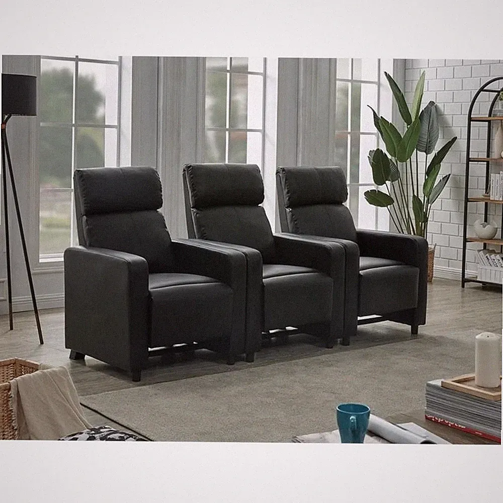 Toohey Upholstered Tufted Recliner Living Room Set Black